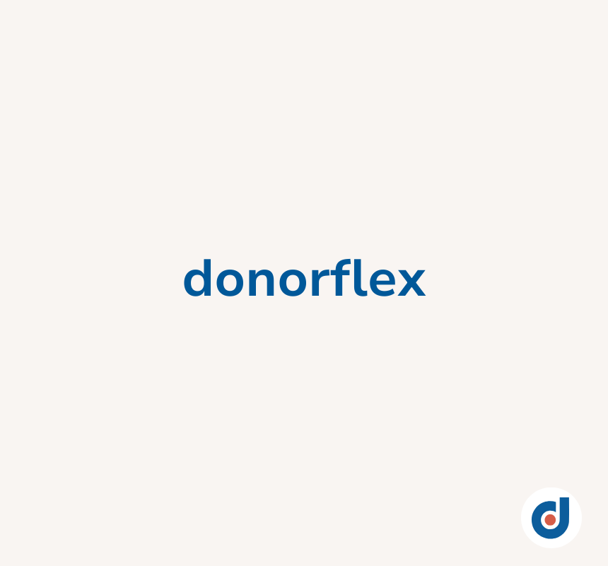 donorflex wording on beige background for news article
